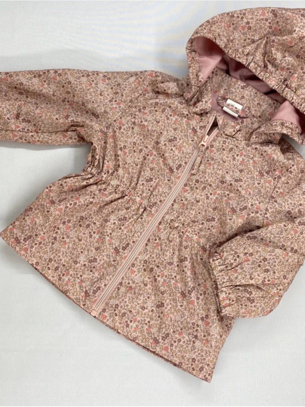 Girls' Pink Floral Hooded Jacket